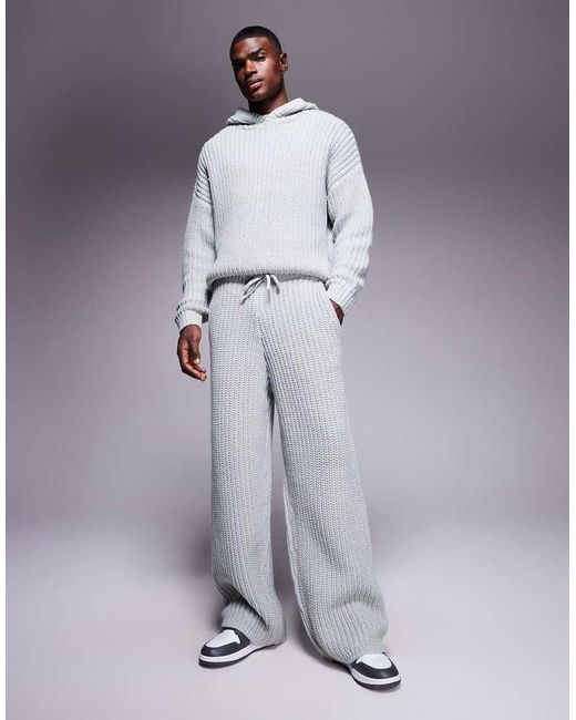 Pantalones De Chándal Grises De Punto Grueso Acanalado De ASOS de hombre de color Gray