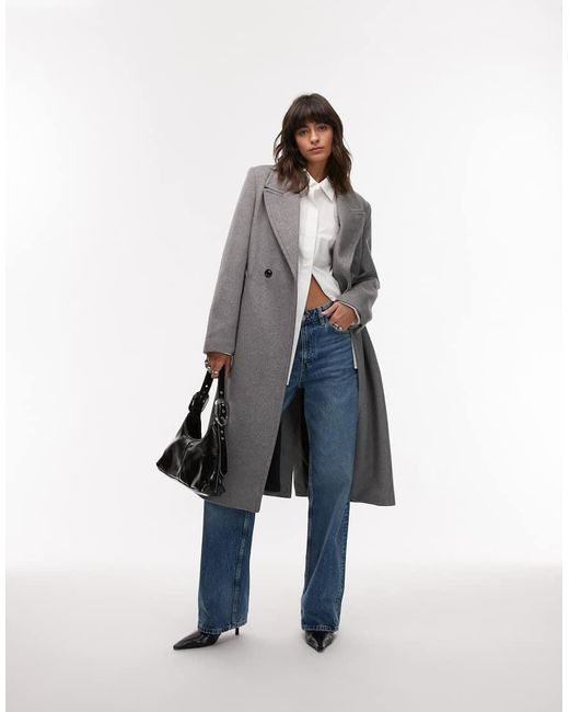 Mango Blue Tailored Wool Mix Coat