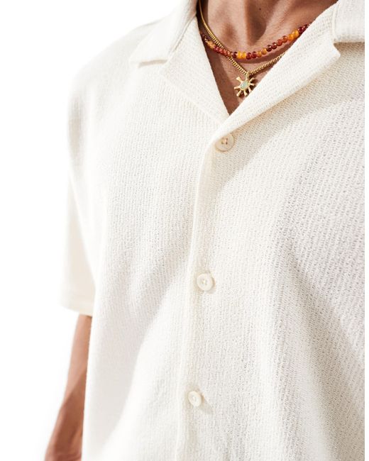 Pull&Bear – hemd aus strukturiertem frottee-stoff in White für Herren