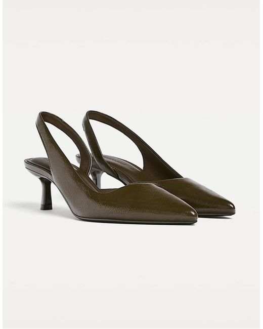 Stradivarius Green Kitten Heel Slingback