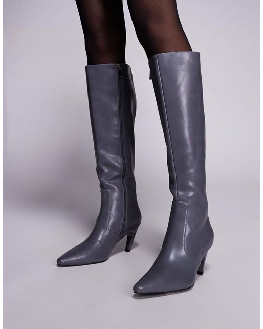 SIMMI Gray Simmi Lapis Heeled Knee Boots