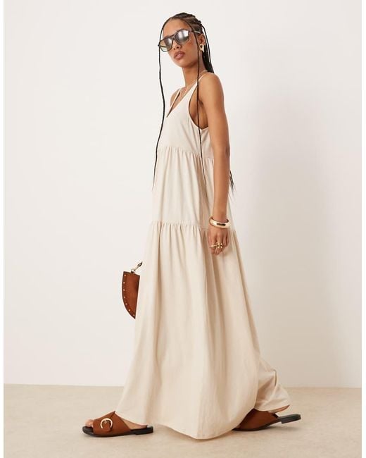 ASOS Natural Scoop Tiered Trapeze Maxi Dress