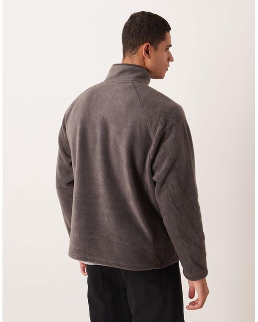 Sweat décontracté en polaire à col cheminée zippé - gris ASOS pour homme en coloris Green
