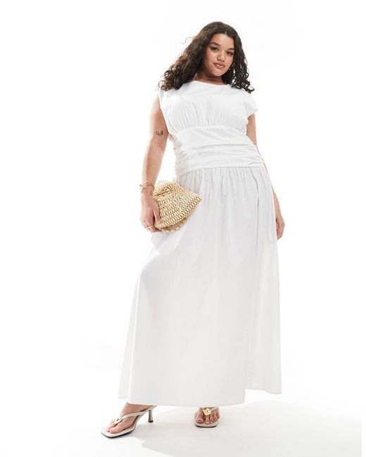 4th & Reckless Dropped Waist Drape Detail Maxi Dress in White | Lyst 4th & Reckless Dropped Waist Drape Detail Maxi Dress in White | Lyst