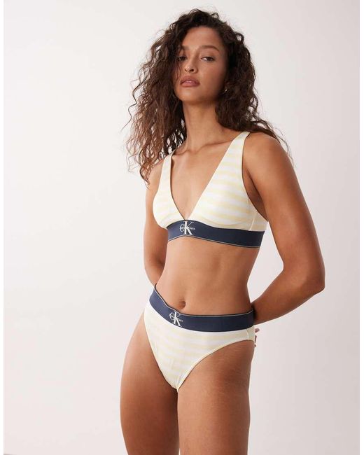 Calvin Klein Brown Graphic Logo Lightly Lined Triangle Bra