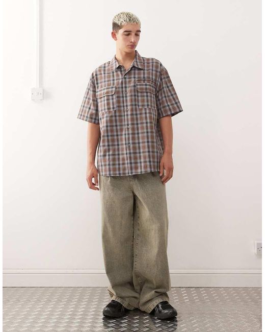 Collusion Brown Boxy Skate Shirt for men