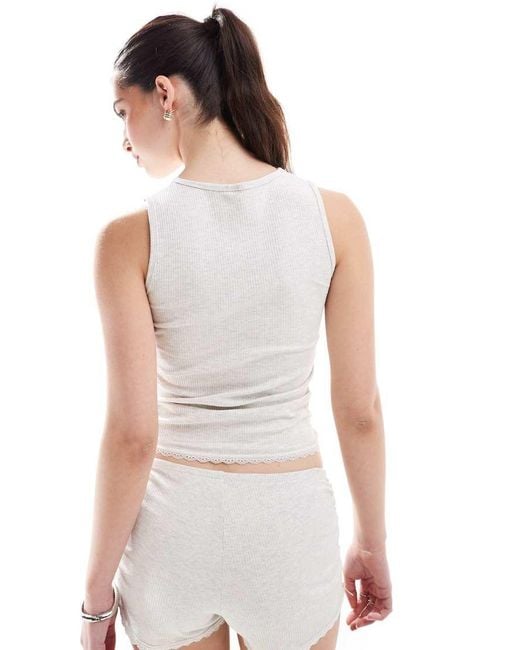 Cotton On White Rib Ruffle Cami Sleep Top
