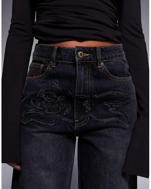 ICECREAM Black Distressed Running Dog Jeans