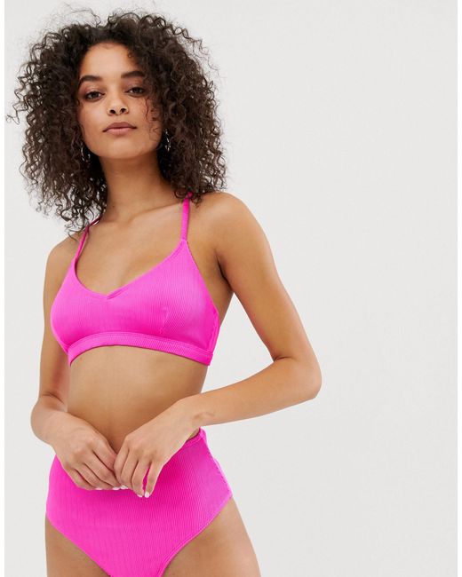 pink ribbed bikini