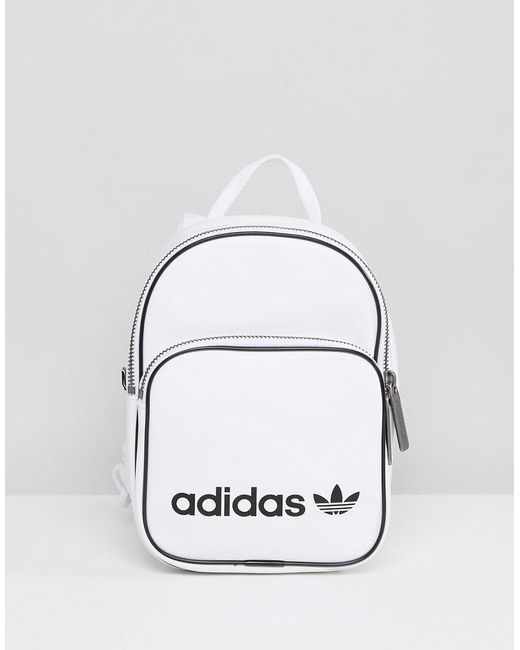 Adidas Originals Mini Backpack In White Faux Leather