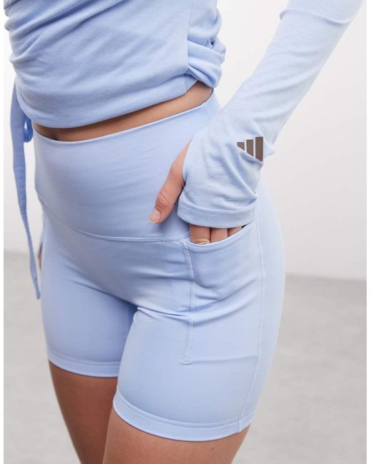 Adidas Originals Blue Three Stripes Studios Booty Shorts