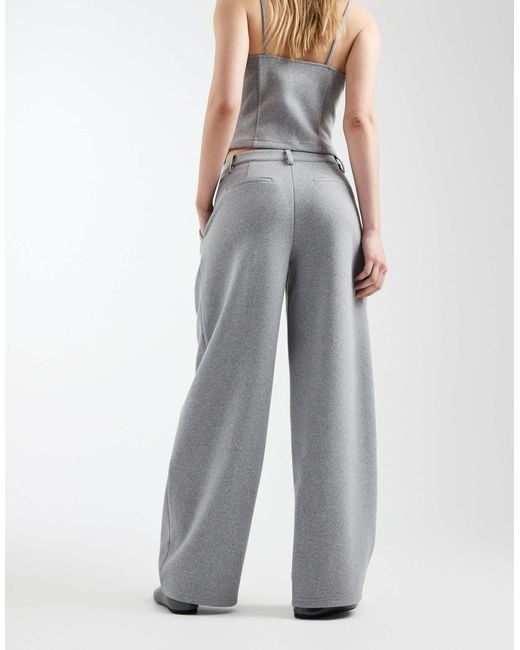 ASOS Gray Brushed Barrel Leg Tailored Pants