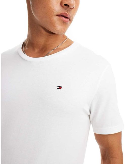 Tommy Hilfiger White Signature Essential Flag Logo 3 Pack T-Shirt for men