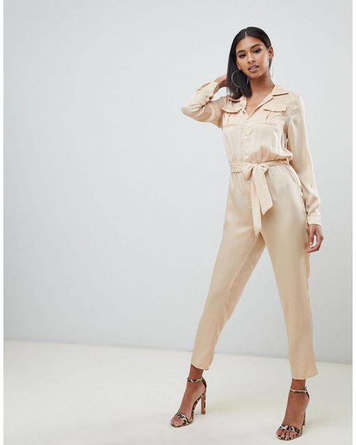 Missguided Satin Utility Jumpsuit in 