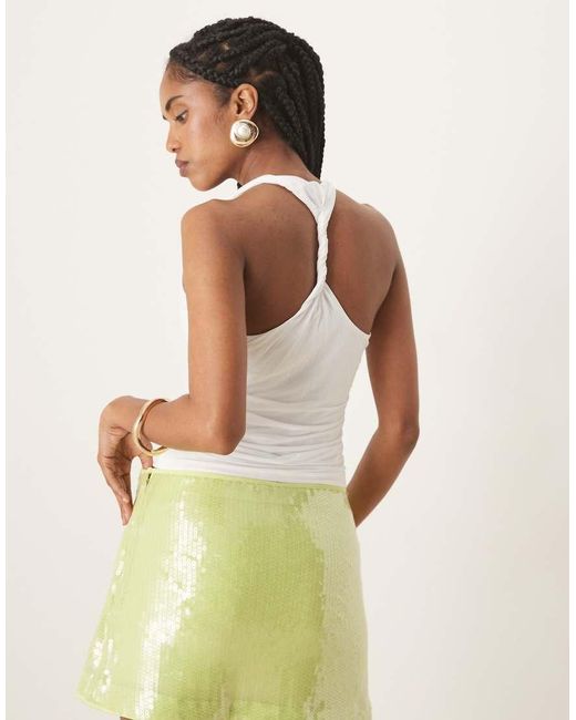 Top Allacciato Al Collo Bianco Con Nodi di Abercrombie & Fitch in Green