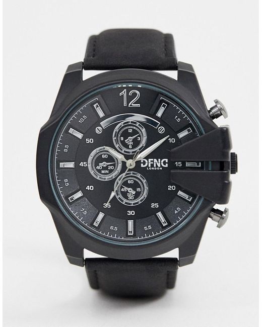 DFND Black Mens Chronograph Dial Watch With Crown Protector for men