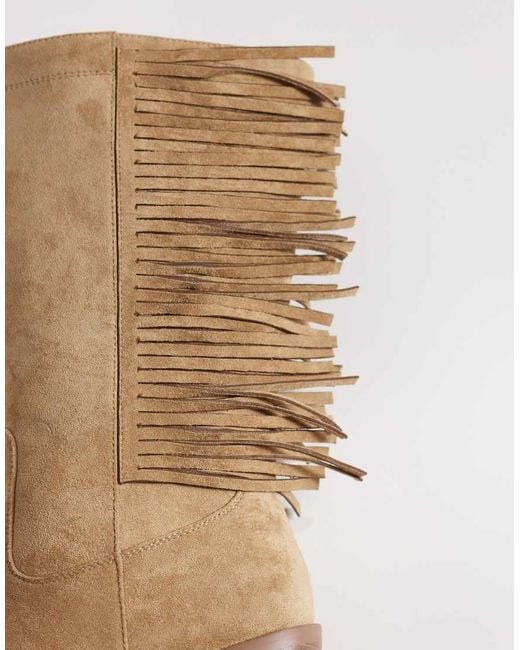 SIMMI Brown Simmi London Wide Fit Tevy Fringed Western Knee Boots