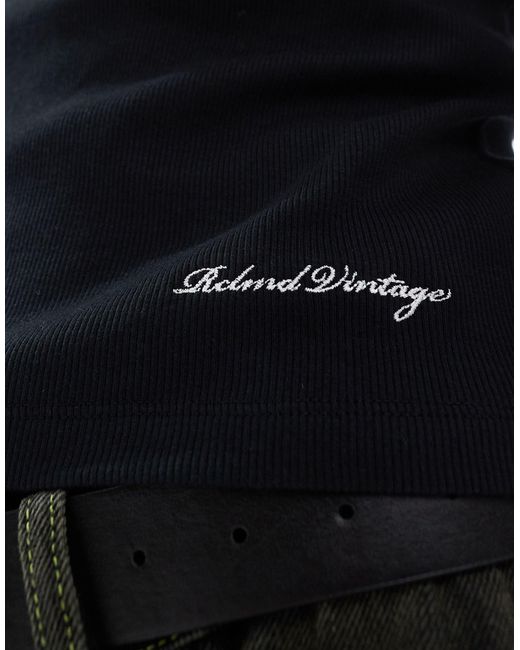 Camiseta negra sin mangas con logo bordado Reclaimed (vintage) de hombre de color Black