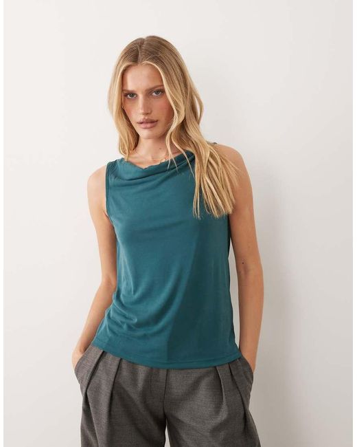 Vila Blue Cowl Neck Sleeveless Top
