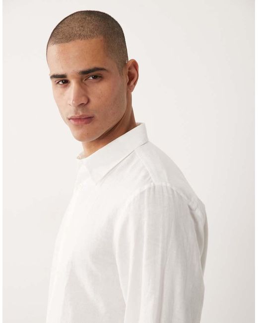 SELECTED Natural Linen Blend Long Sleeved Shirt for men