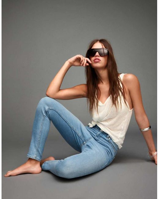 Bershka Gray Super High-waist Soft Skinny Jeans