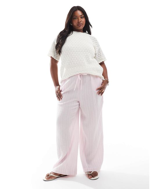 Vero Moda Pink Cotton Wide Leg Trousers