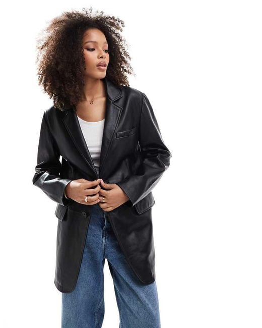 Barney's Originals Blue Leather Blazer