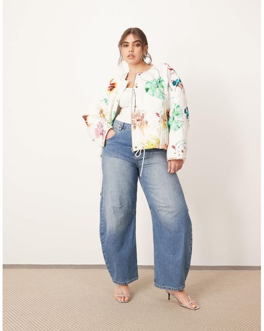 ARRANGE Blue Curve – gesteppte bomberjacke mit botanischem blumenmuster