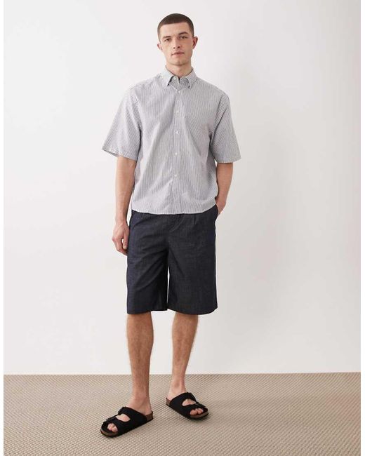 Only & Sons Gray Boxy Fit Oxford Shirt for men
