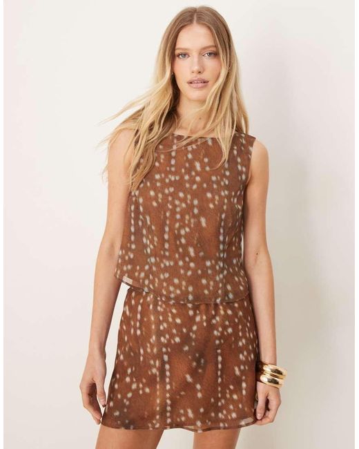 ASOS Brown Crinkle Chiffon Tank Top