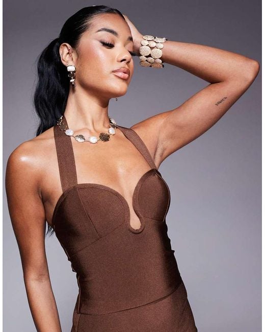 ASOS Purple Co-ord Bandage Scoop Detail Halter Neck Top