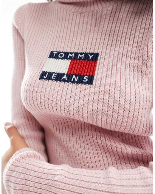 Top Rosa De Manga Larga Con Cuello Alzado De Punto De Tommy Hilfiger de color Pink