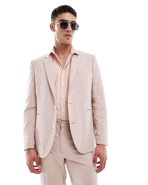 Giacca Regular Fit Da Abito Polvere di ASOS in Pink da Uomo