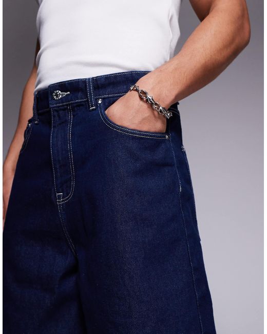 ASOS Blue Standard Length Denim Jort for men