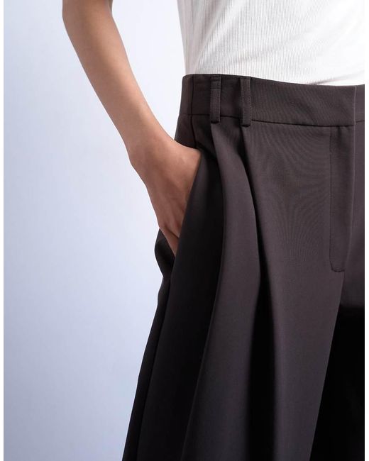 TOPSHOP Brown Double Pleat Suit Trouser