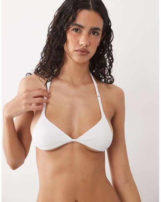 Cotton On White Jersey Halter Triangle Bralette