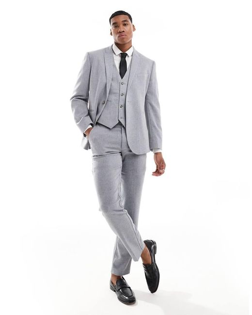 ASOS Gray Slim Fit Wool Mix Suit Jacket for men