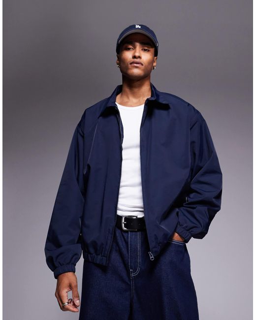 Blouson harrington oversize léger ASOS pour homme en coloris Blue