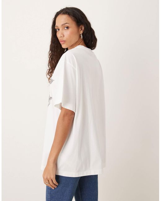 ASOS White Oversized T-shirt With Mono Rose Graphic