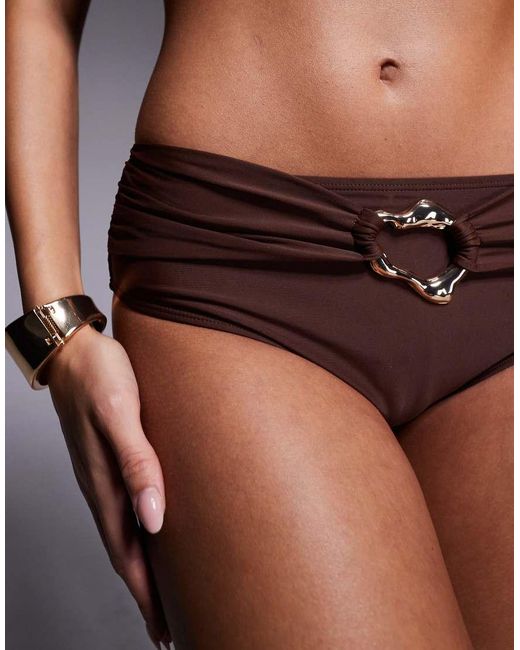 Moda Minx Black High Waisted Bikini Bottom With Molten Hardware Detail