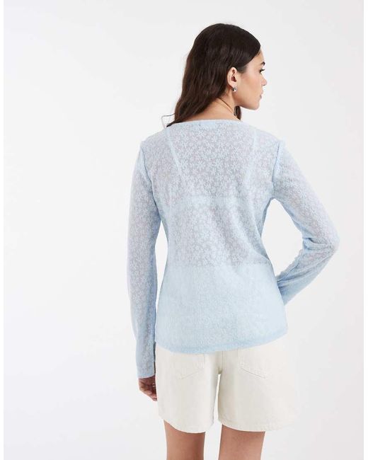 Pieces White Floral Devore Button Front Cardigan
