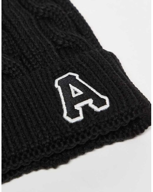 Aape By A Bathing Ape Black Aape By A Bathing Ape Cable Knitted Beanie