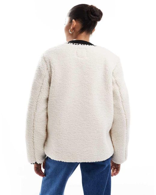 Object Fleecejack Van Teddy Met Contrasterende Afwerking in het White