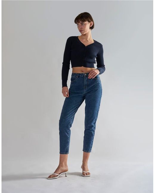 Glamorous Blue Long Sleeve Crop Cardigan