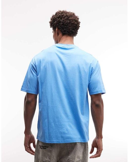 KTZ Blue Ny Yankees Midi Logo Short Sleeve Oversized T-Shirt for men