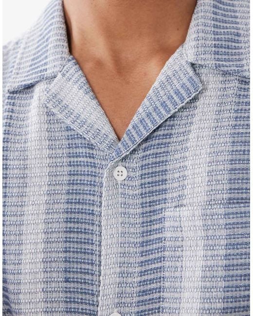 South Beach Blue Crochet Beach Shirt for men
