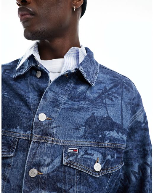 Aiden - giacca trucker oversize lavaggio medio di Tommy Hilfiger in Blue da Uomo