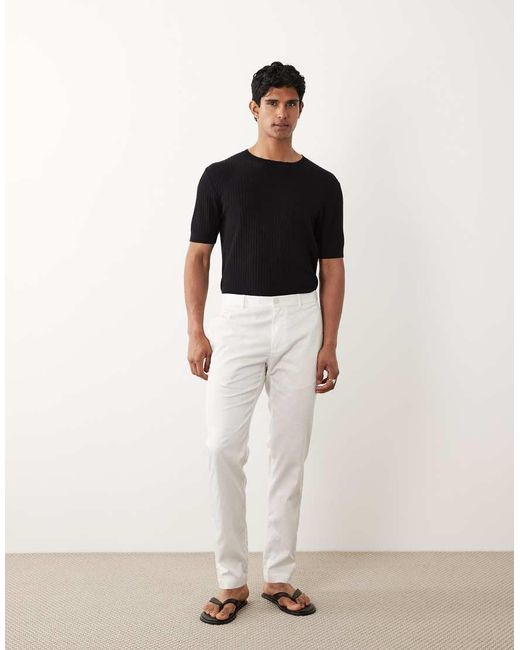 Mango White Straight Leg Pants for men