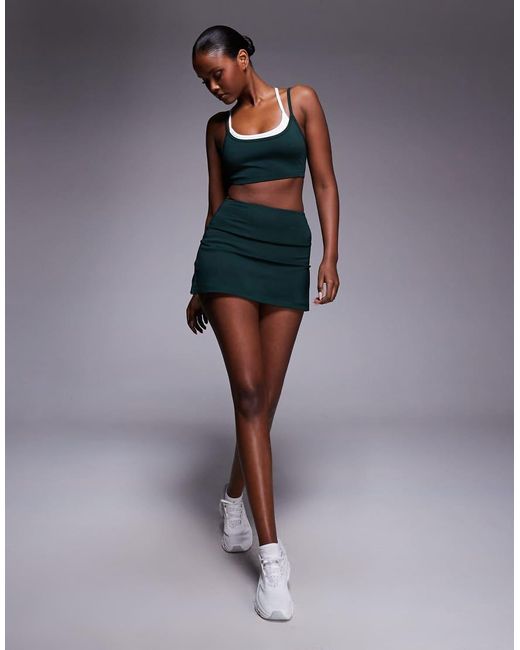 Reggiseno Sportivo Tecnico A Doppio Strato Per Padel Color Pino E Bianco A Sostegno Leggero di 4505 in Blue