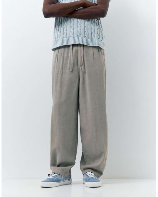 Pantalon en lin mélangé - nacré Pull&Bear pour homme en coloris Gray